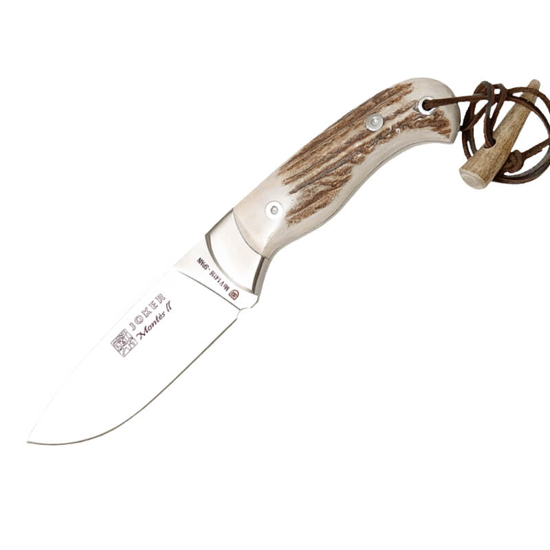 Cuchillo de caza Joker Montés II con mango de asta de ciervo y vi...