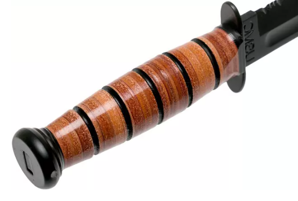 Cuchillo militar Ka-Bar Short USMC 1252 - Hoja de 13 cm semidentada y funda de cuero.