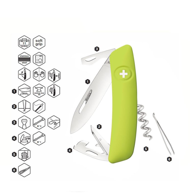 Navaja multiusos Swiza D03 Moss con 11 funciones
