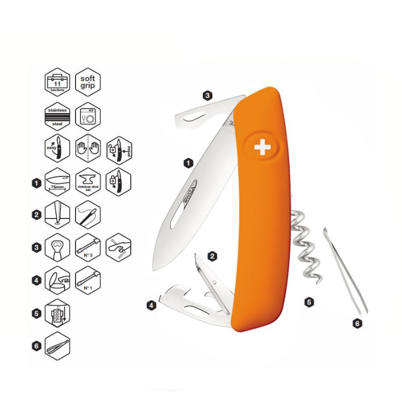 Coltello multiuso Swiza D03 Orange con 11 funzioni