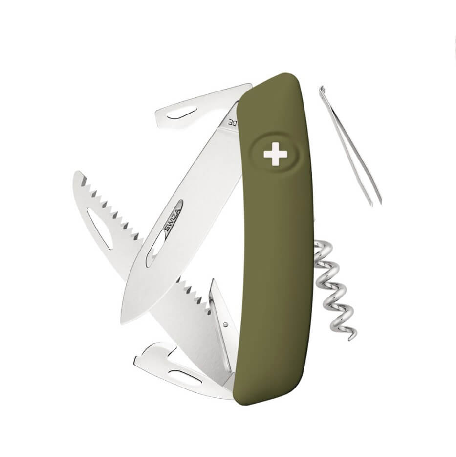 Navaja multiusos Swiza D05 verde oliva con 12 funciones KNI.0050....