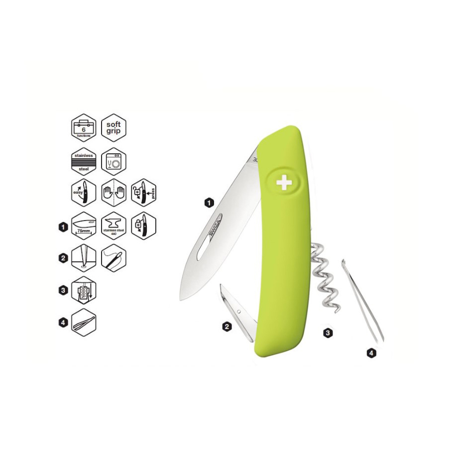 Navaja multiusos Swiza D01 Moss con 6 funciones KNI.0010.1080