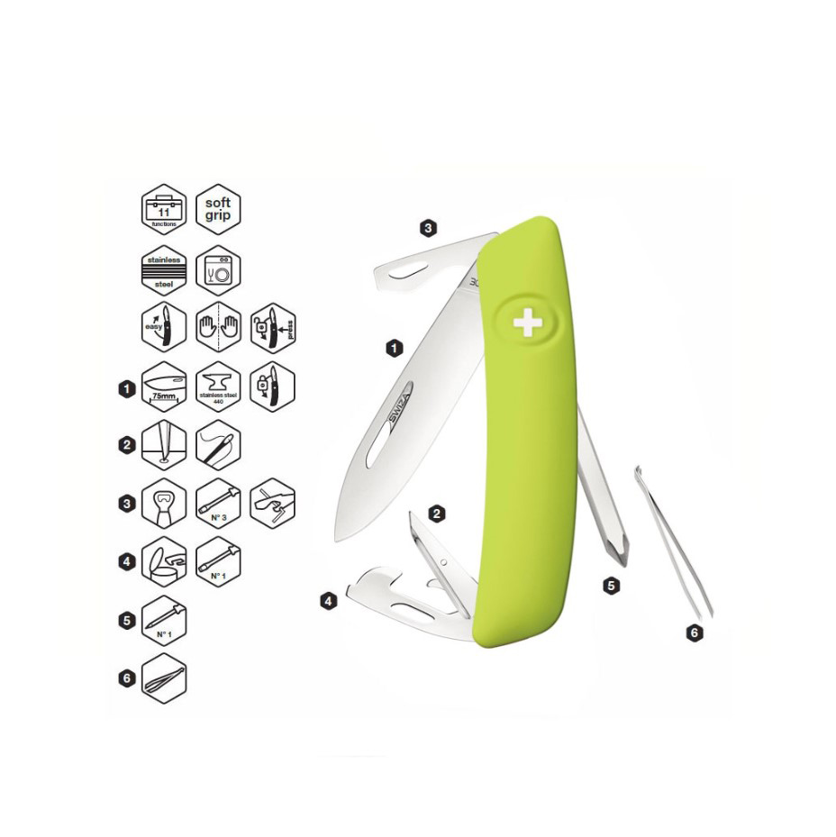 Coltello multiuso Swiza D04 Moss con 11 funzioni KNI.0040.1080