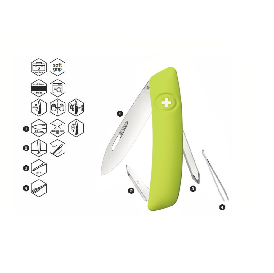 Navaja multiusos Swiza D02 Moss con 6 funciones KNI.0020.1080