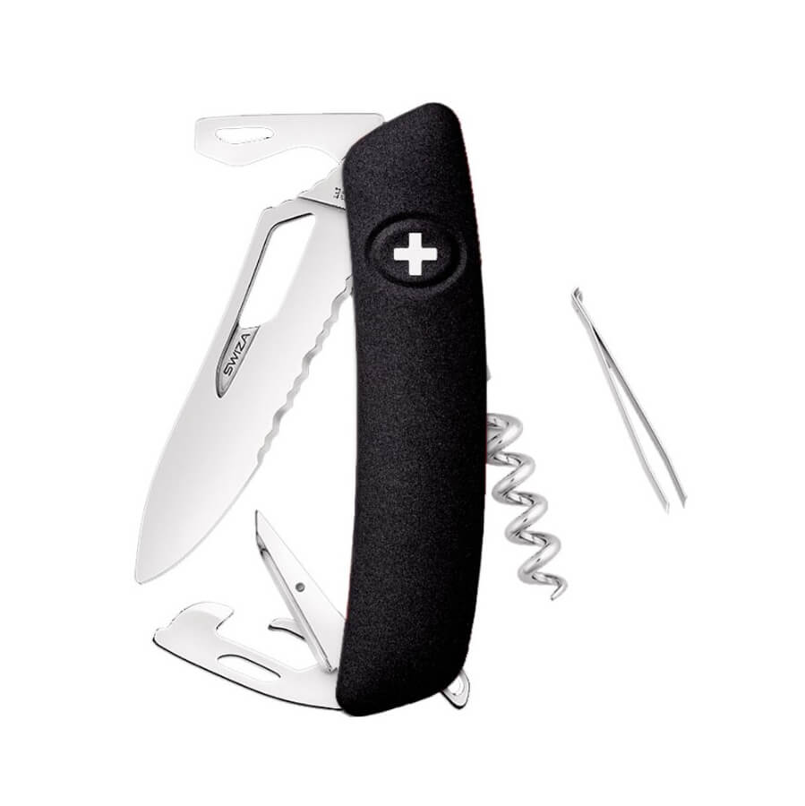 Navaja multiusos Swiza con 11 funciones y hoja dentada SH03 TR co...