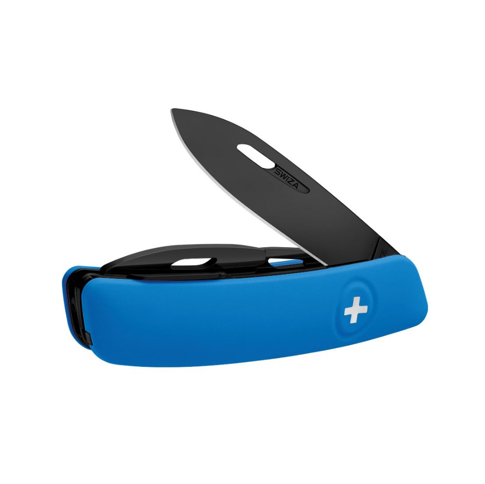 Navaja multiusos Swiza D03 AllBlack con mango azul