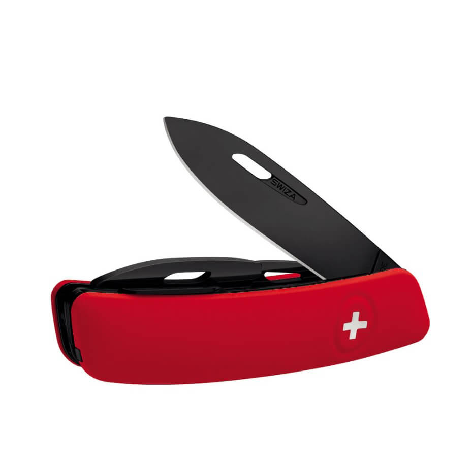 Navaja multiusos Swiza D03 AllBlack con mango rojo