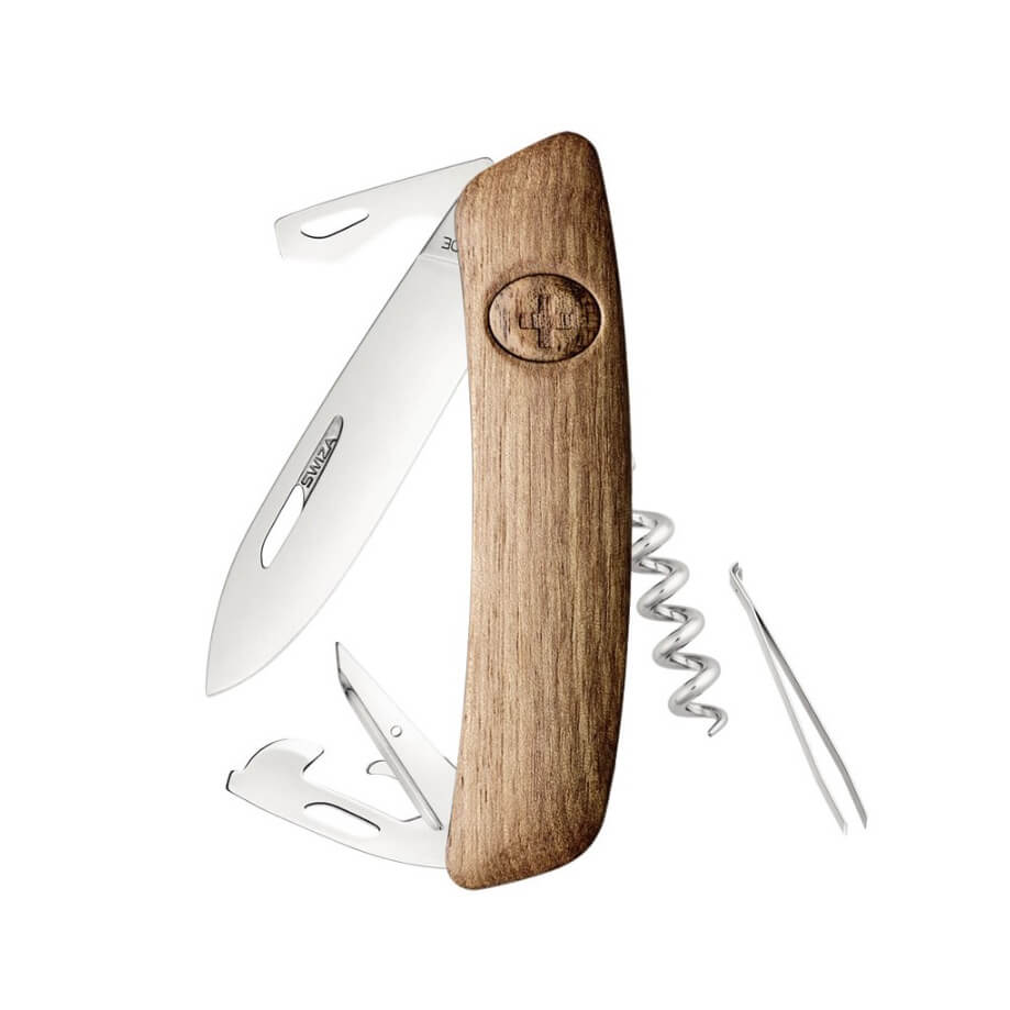 Navaja multiusos Swiza D03 con mango de madera de nogal