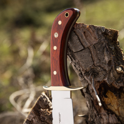 Cuchillo de caza Muela Leñador con hoja de 25 cm y mango de madera roja con estuche de presentación Leñador-25R