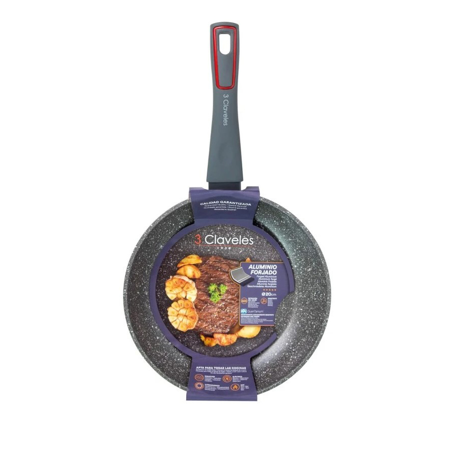 Sartén Antiadherente QuanTanium 3 Claveles Grey 20 cm