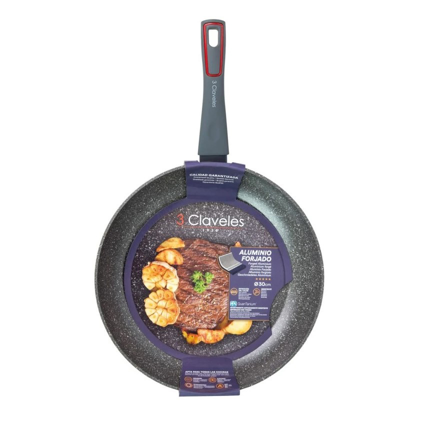 Sartén Antiadherente QuanTanium 3 Claveles Grey 30 cm