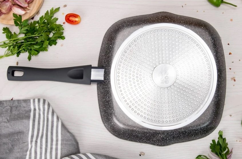 Sartén Grill Antiadherente 28x28x4.5 cm 3 Claveles Grey