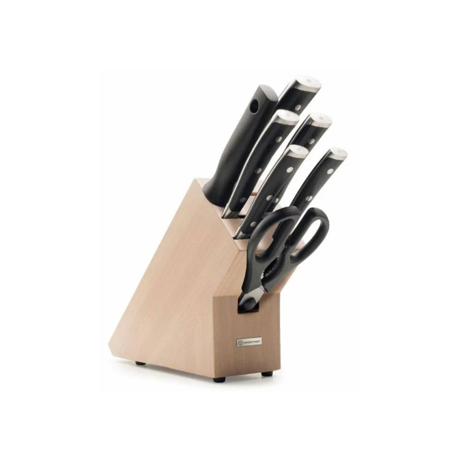 Taco de cocina con 7 piezas Wusthof Classic Ikon madera natural