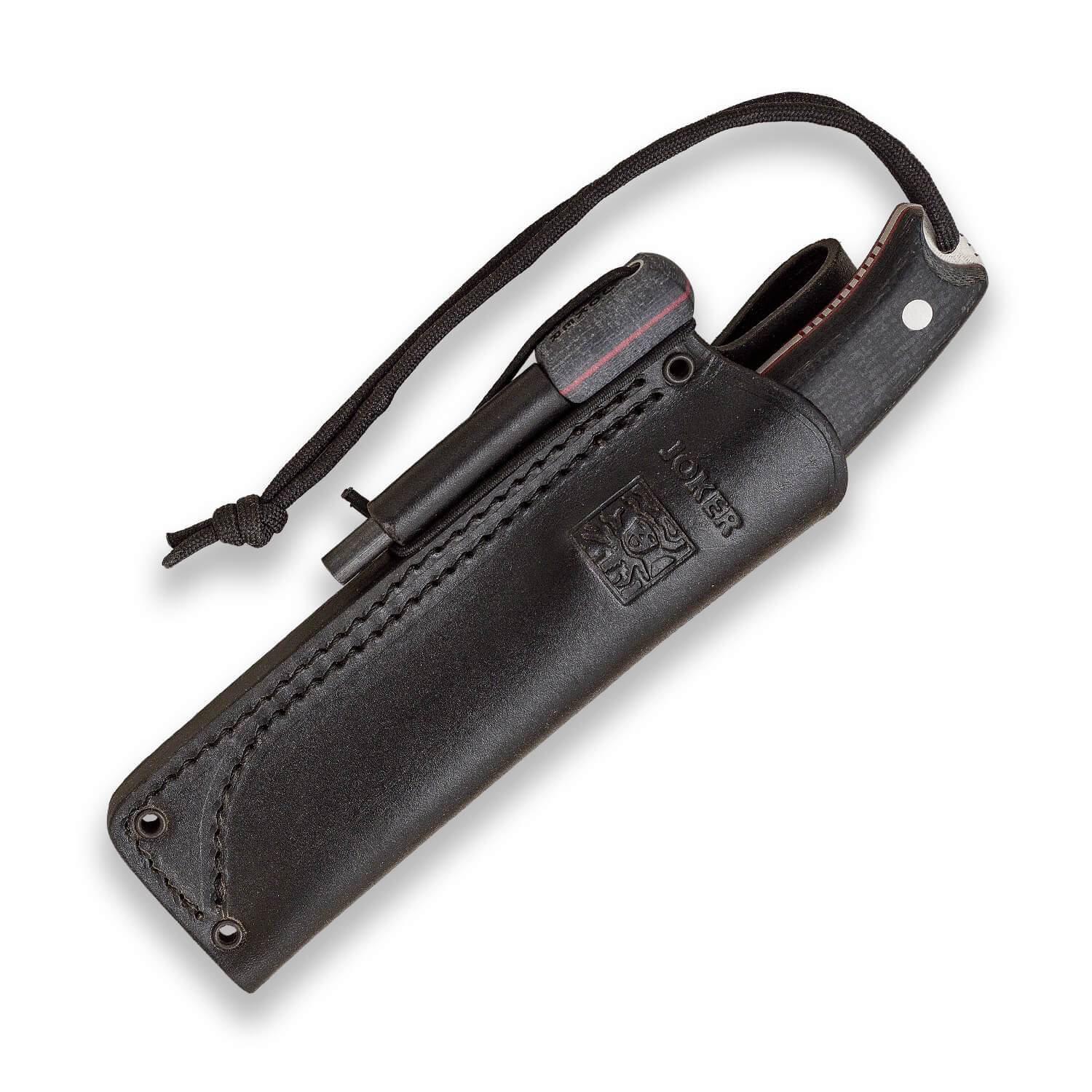 Joker Oso TS1 Bushcraft-Messer aus Jute, schwarzem Micarta und Feuerstein