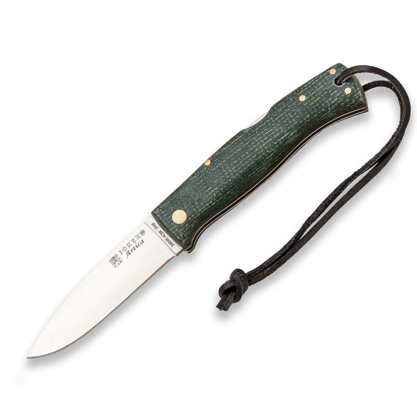 Canivete Joker Artica com cabo em micarta verde e lâmina plana de...