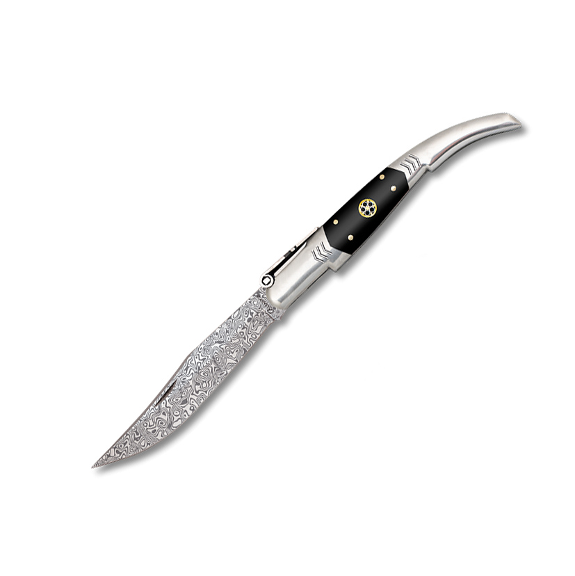 Navaja damasco Nº 1 con mango de estamina negra y acero hoja de 1...