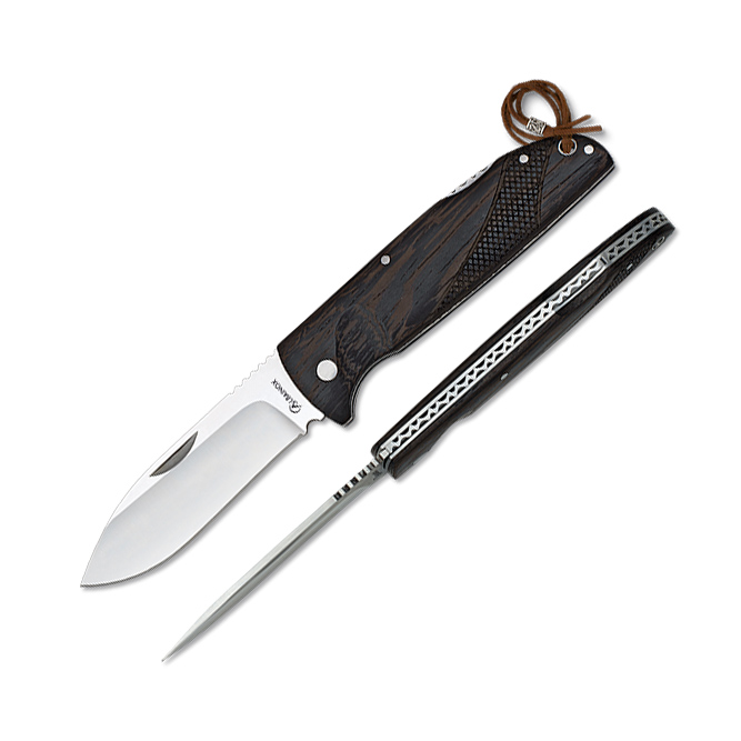 Coltello tascabile con manico in legno wengè e lama da 9,5 cm