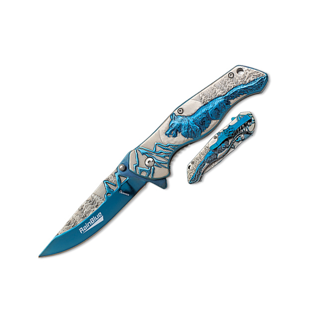 Coltello tascabile con rivestimento in titanio Rainblue e lama da...