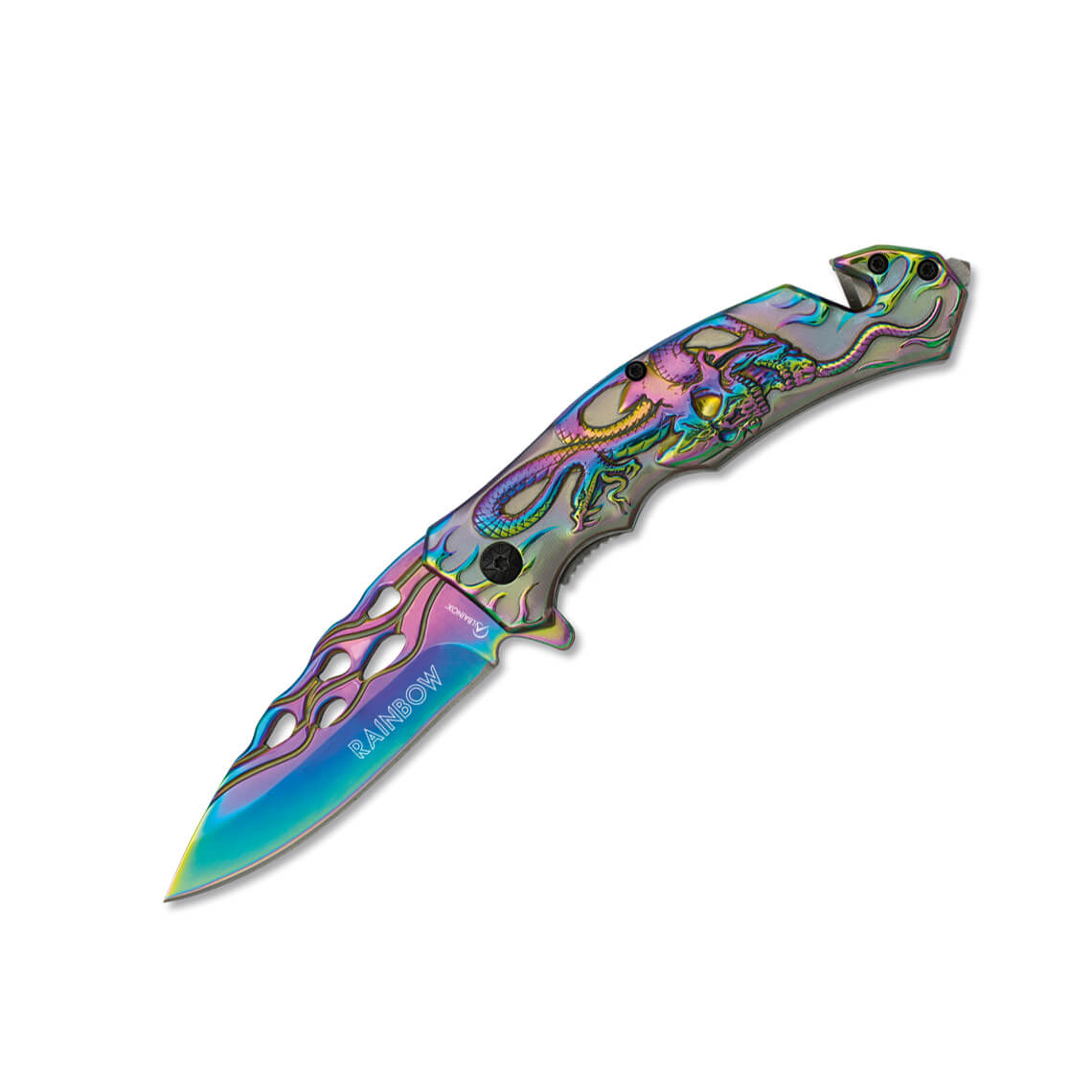 Coltello tascabile con rivestimento in titanio arcobaleno con dis...