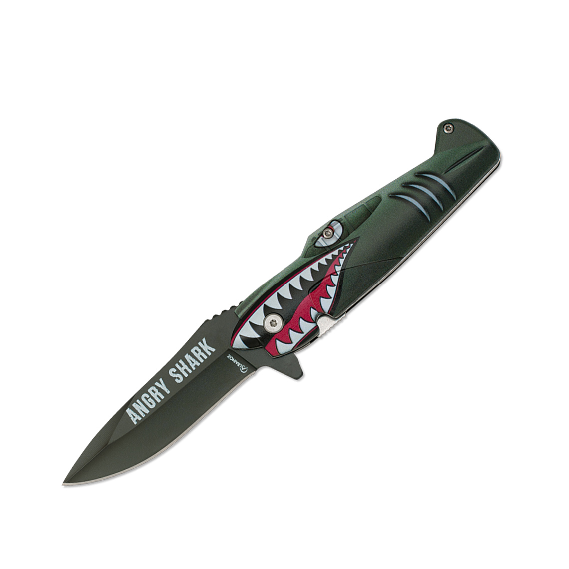 Coltello tascabile Angry Shark con manico in ABS a forma di sotto...
