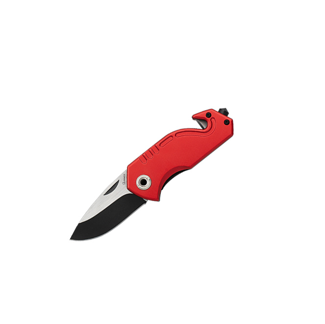 Coltello tascabile rosso con lama da 5,7 cm con tagliacintura e p...