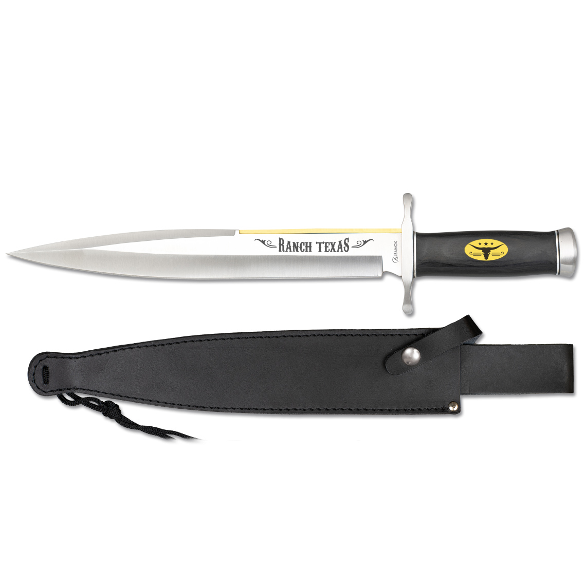 Cuchillo de caza Ranch Texas con mango de madera y hoja de 30.5 cm