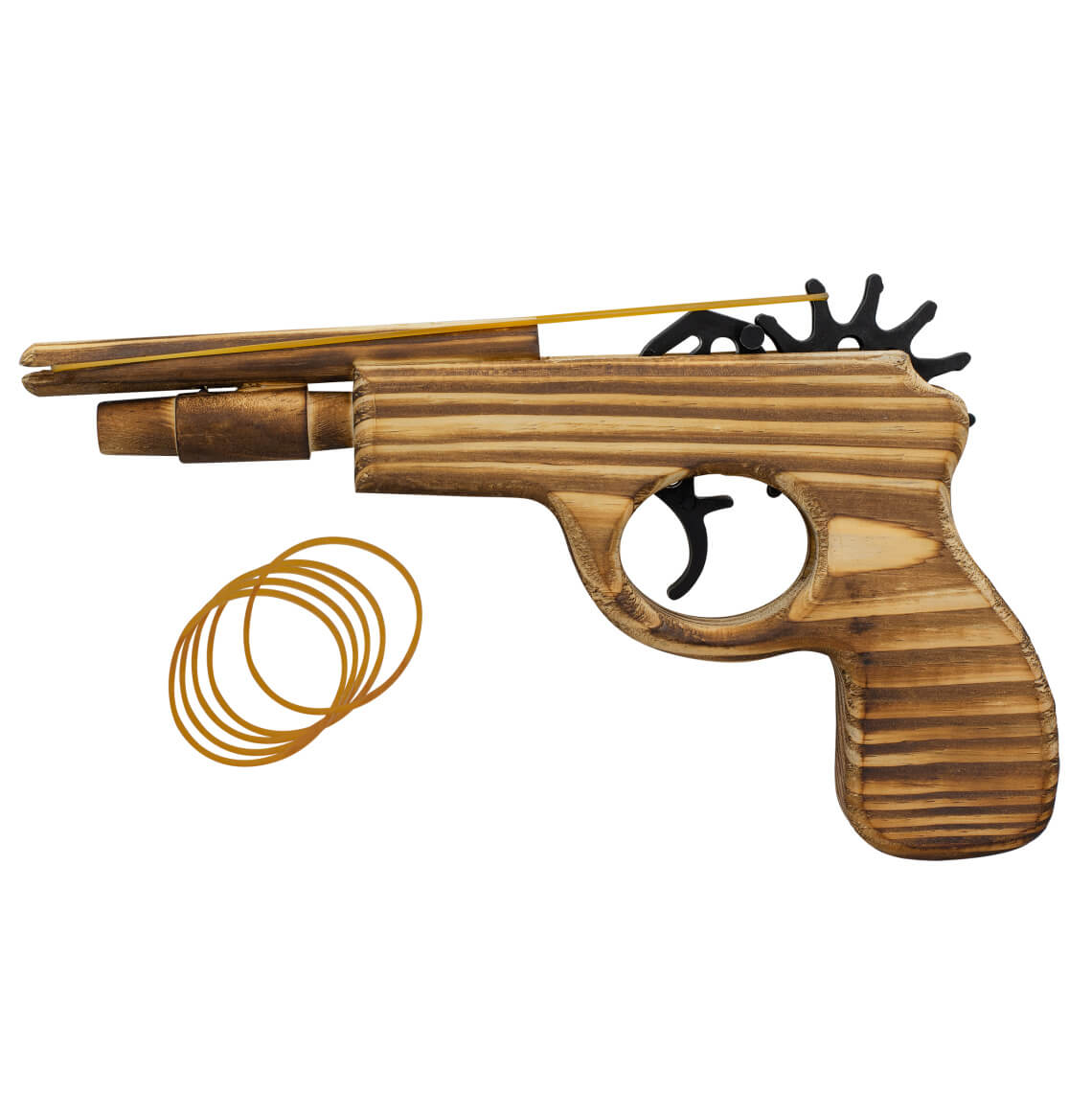 Pistola de madera con gomas