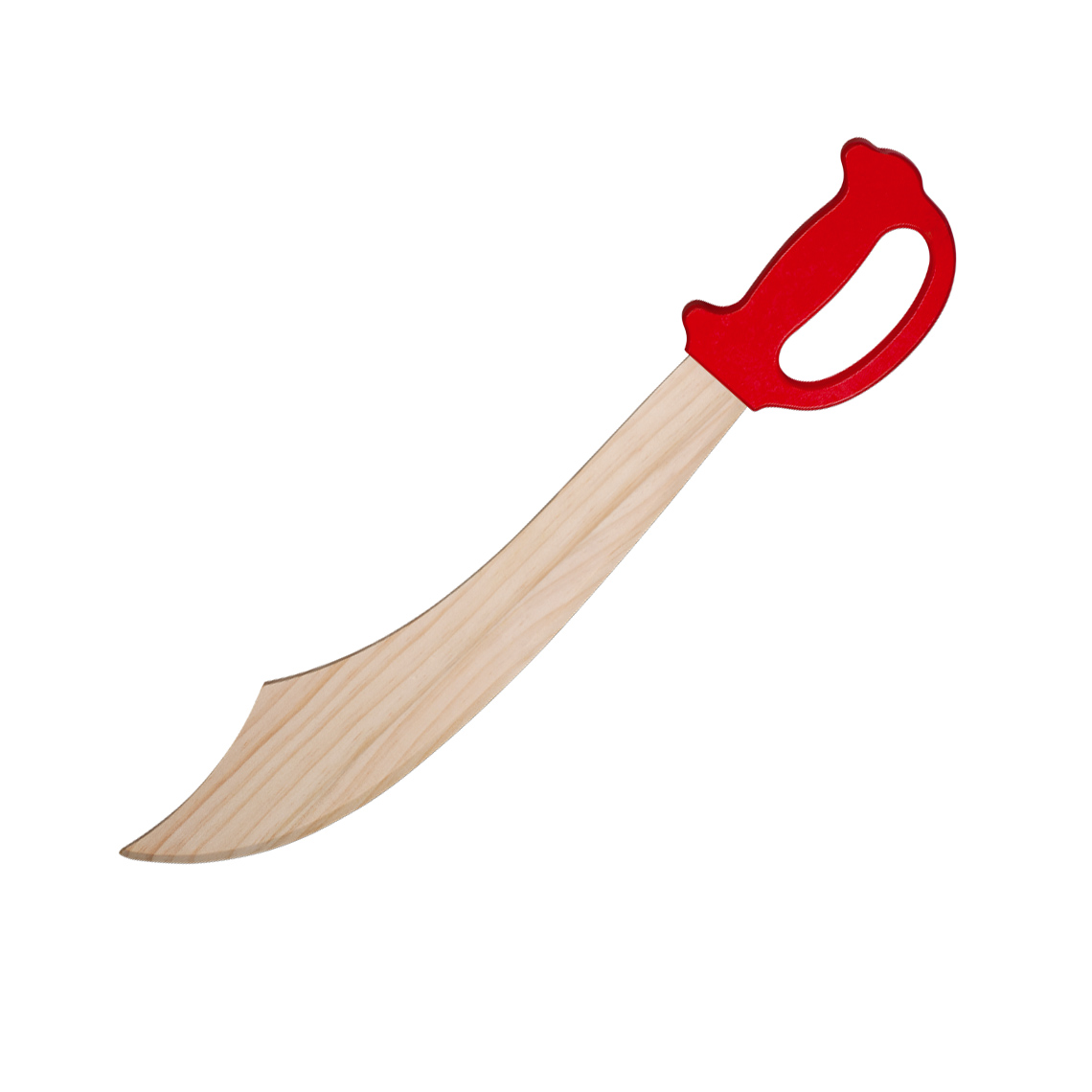 Espada pirata de madera con mango de color rojo