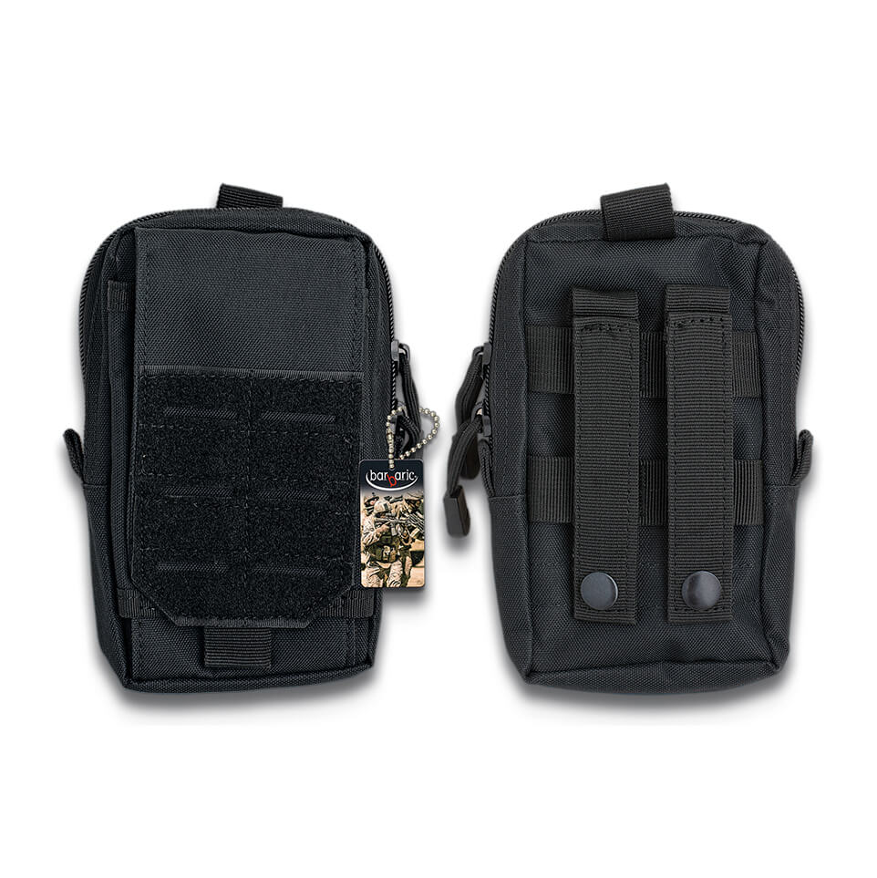 Bolso accesorio negro con sistema Molle y velcro multibolsillo 18...