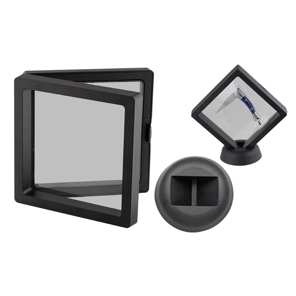 Set de expositor con soporte para navaja negro 9x9 cm