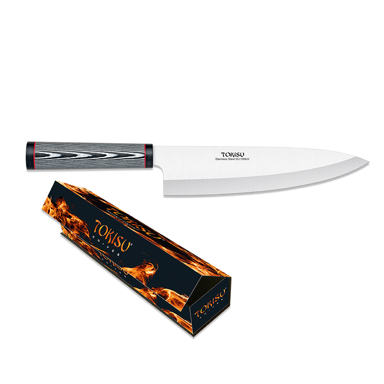 Faca de cozinha Gyuto com lâmina de 21,5 cm e cabo G10 padrão damasco