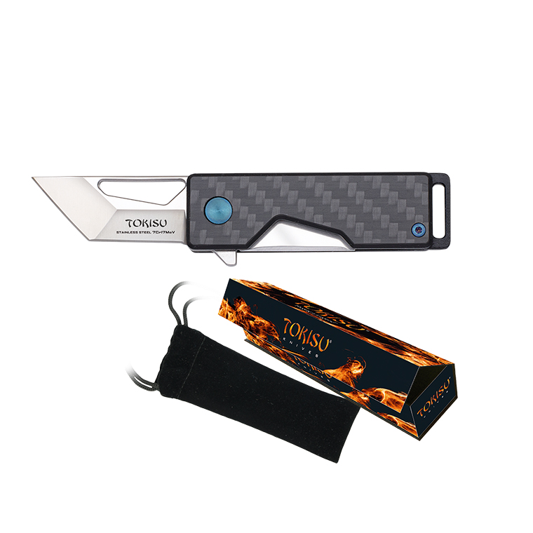 Coltello tattico Tokisu con manico in G10 e fibra di carbonio e lama da 4 cm