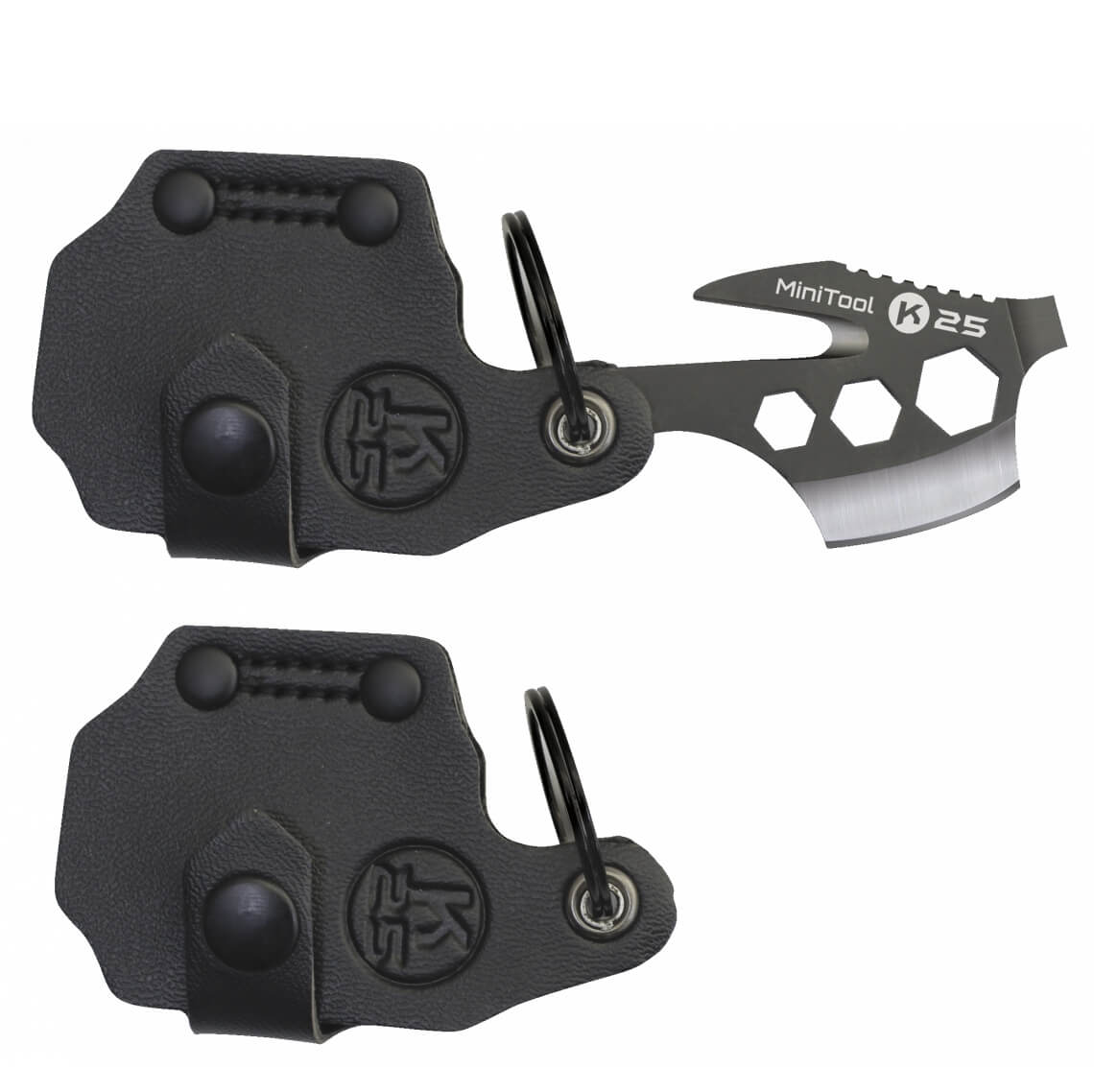 Minitool 6 usos K25 con hoja de 2.6 cm y funda de piel negra