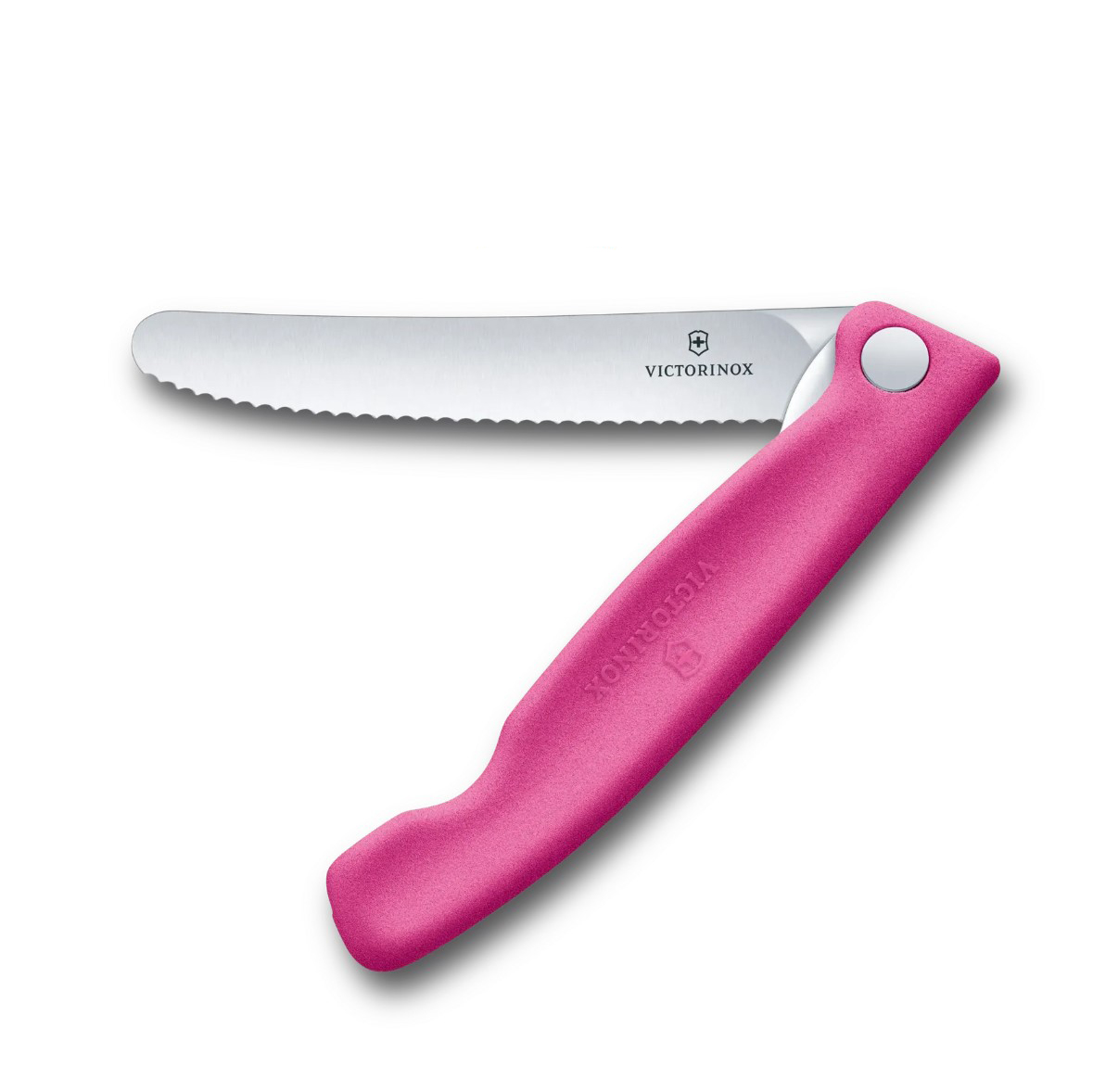 Cuchillo de mesa plegable Victorinox Swiss Classic filo dentado mango rosa