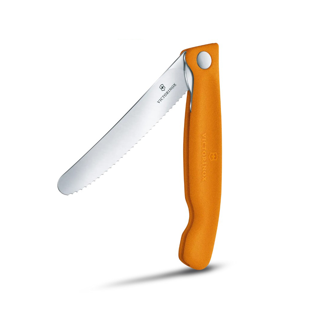 Couteau de table pliant Victorinox Swiss Classic bord dentelé manche orange