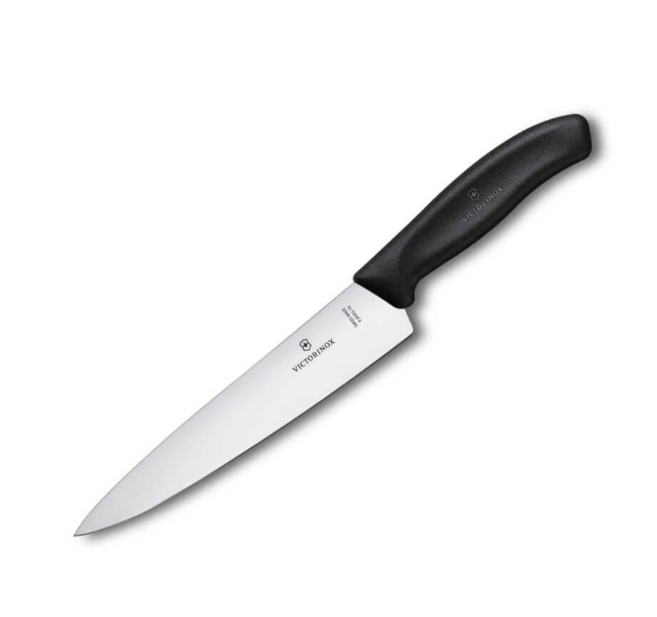 Cuchillo de chef Victorinox de mango negro con hoja de 19 cm y fi...
