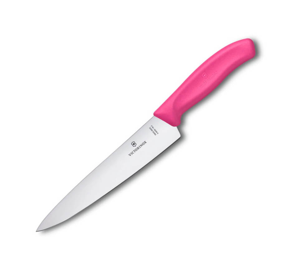 Cuchillo de chef Victorinox de mango rosa con hoja de 19 cm y fil...