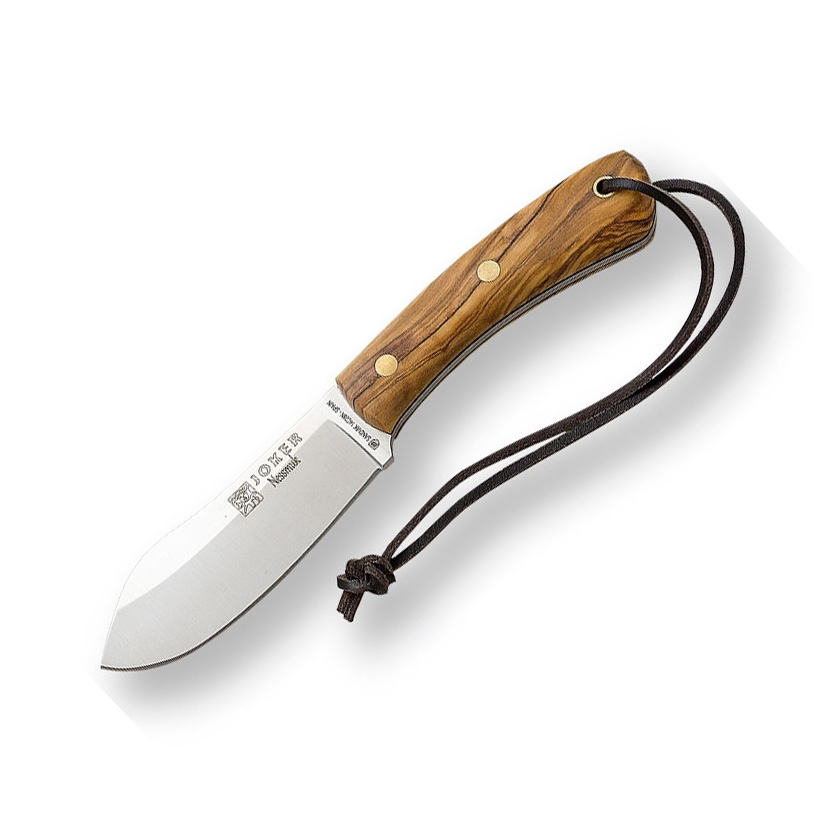 Cuchillo bushcraft con mango de madera de olivo Joker Nessmuk