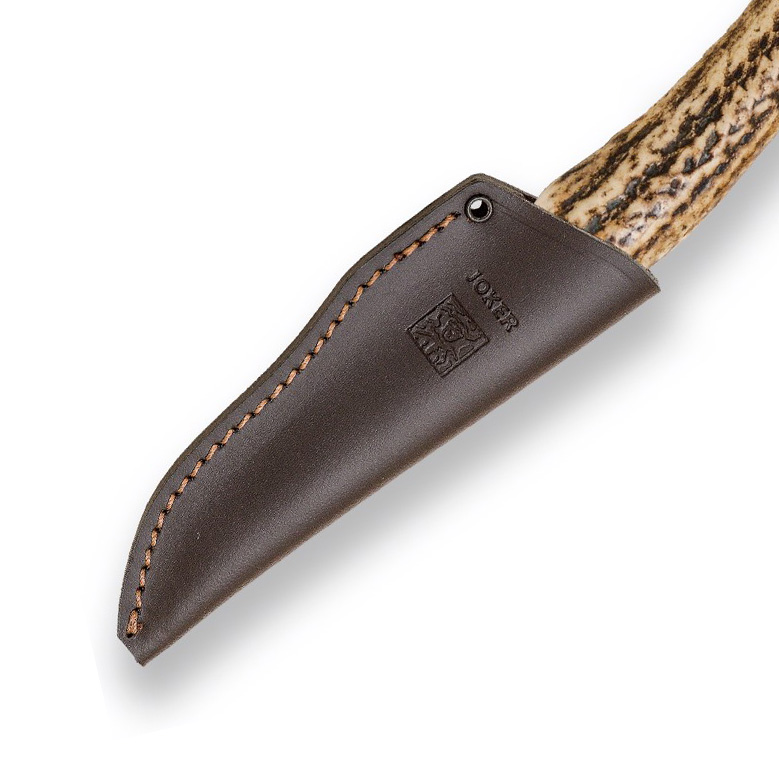 Cuchillo de caza Joker Gabato con mango de asta de ciervo con corona