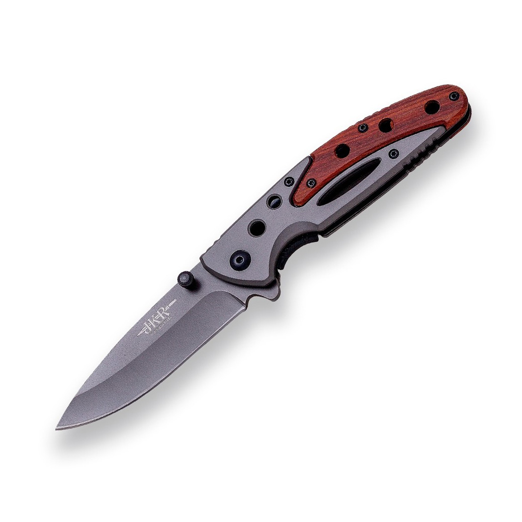 Navaja deportiva con mango de madera y aluminio y hoja de 8,5 cm