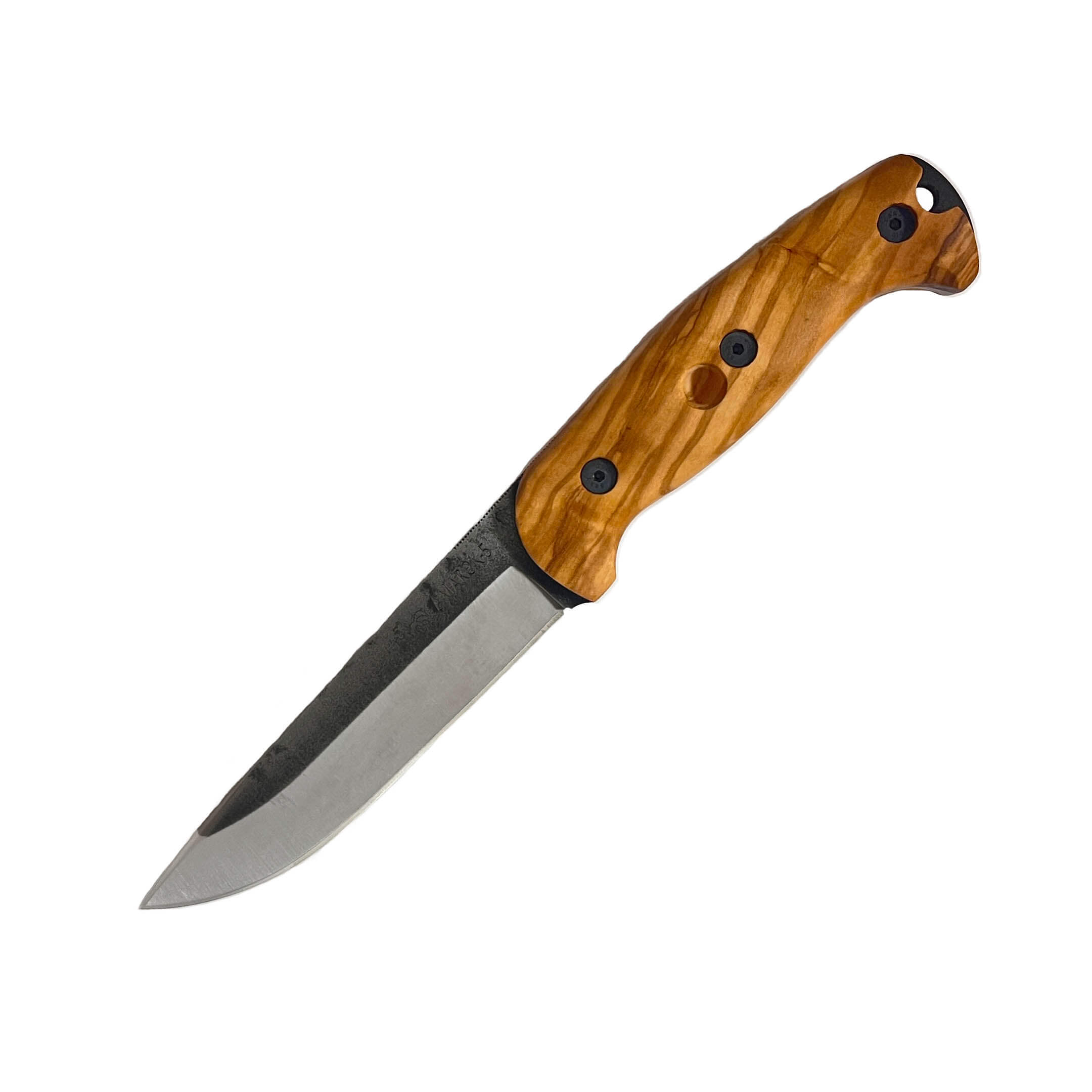 Cuchillo bushcraft Amarok 5 con mango de madera de olivo y hoja d...