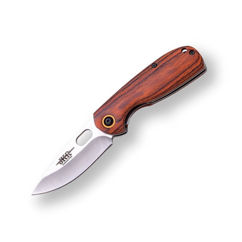 Navaja deportiva con mango de madera pakkawood y hoja de 6.5 cm