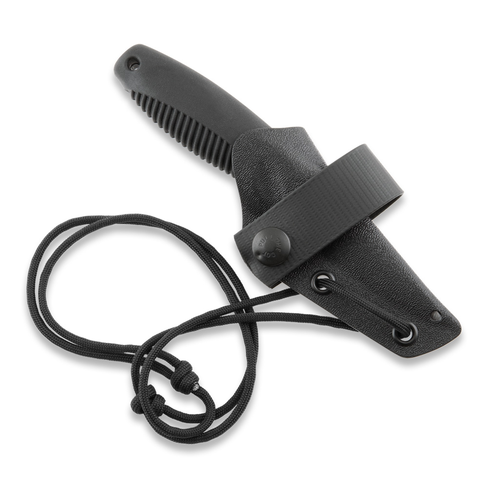 Coltello da sopravvivenza Peltonen M23 Ranger Cub con impugnatura in TPE nero e fodero in Kydex