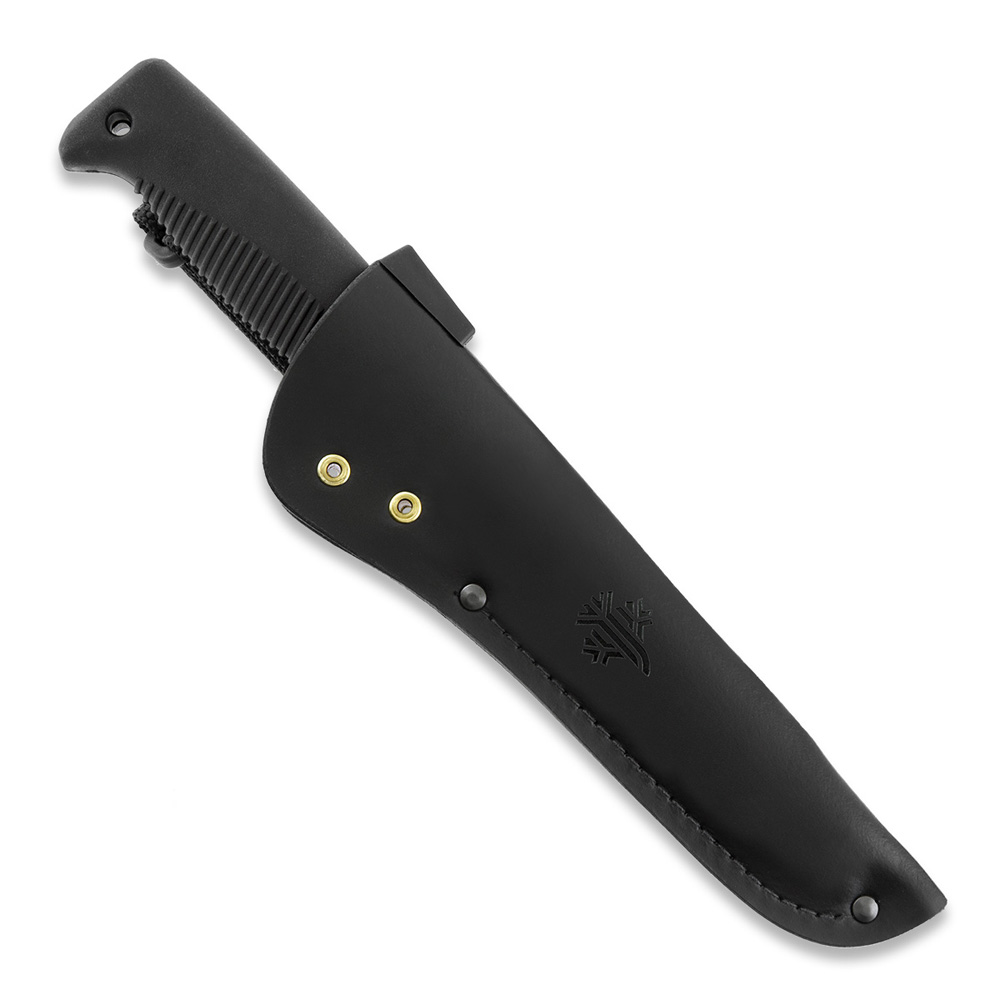 Coltello Puukko M95 Ranger con lama rivestita in Teflon, impugnatura in TPE nero e fodero in pelle nera
