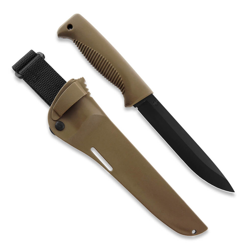 Cuchillo M95 Ranger Puukko con hoja teflonada, mango de TPE coyot...