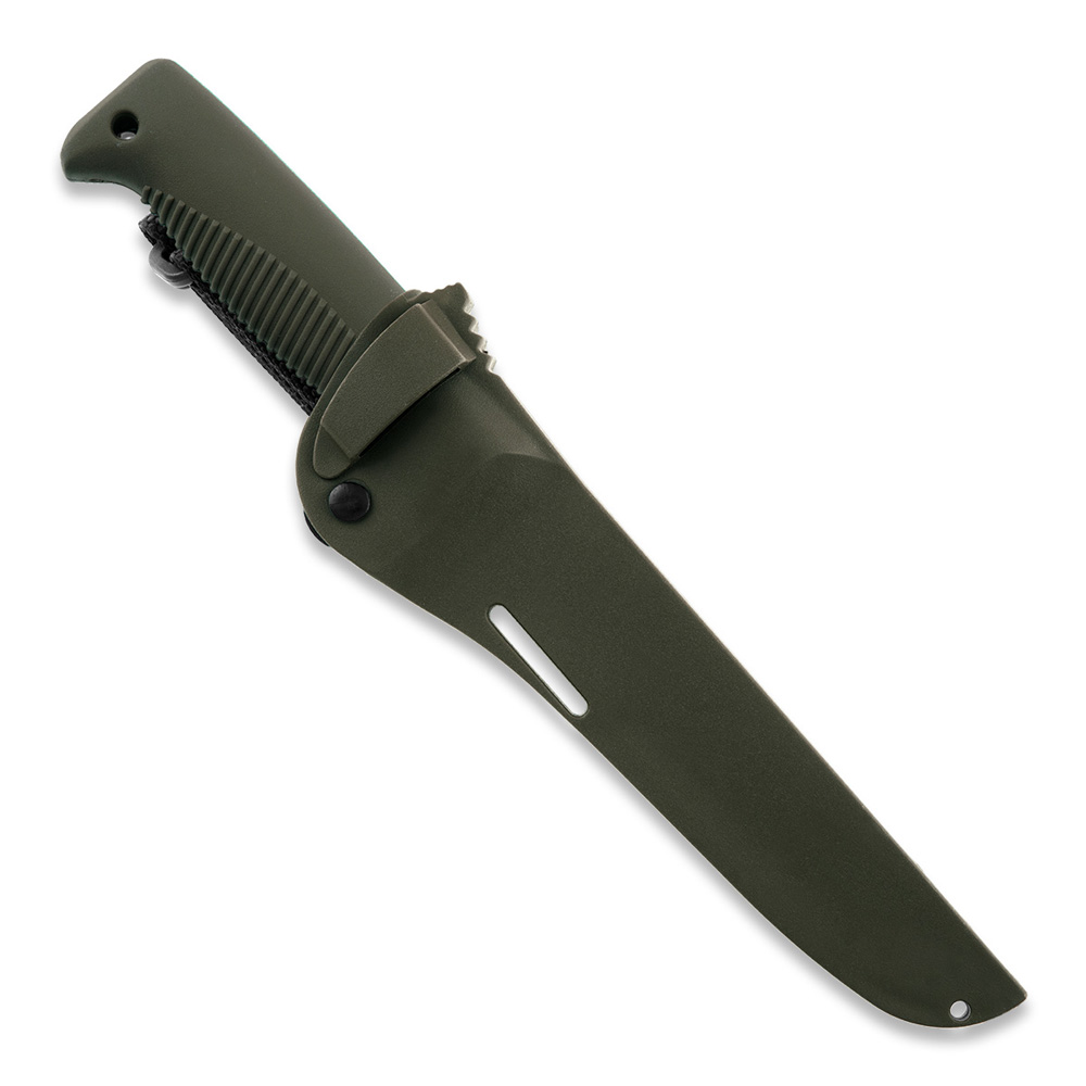 Coltello Puukko M95 Ranger con lama rivestita in Teflon, impugnatura in TPE verde e fodero composito verde