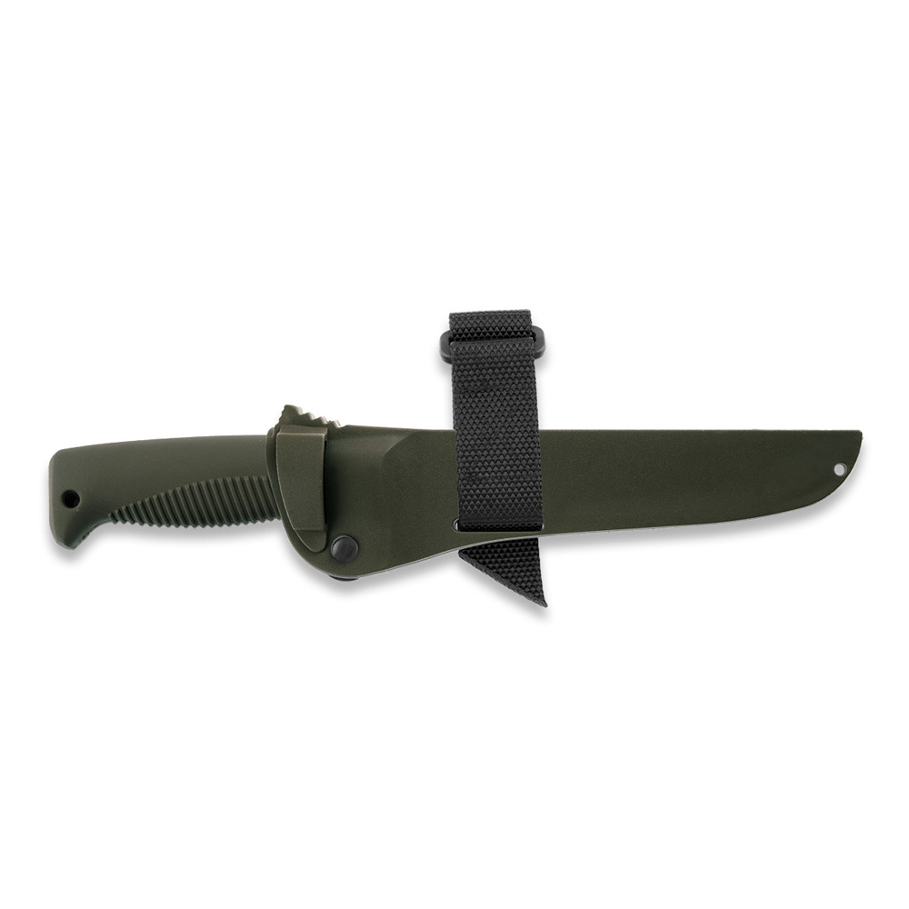 Coltello Puukko M95 Ranger con lama rivestita in Teflon, impugnatura in TPE verde e fodero composito verde