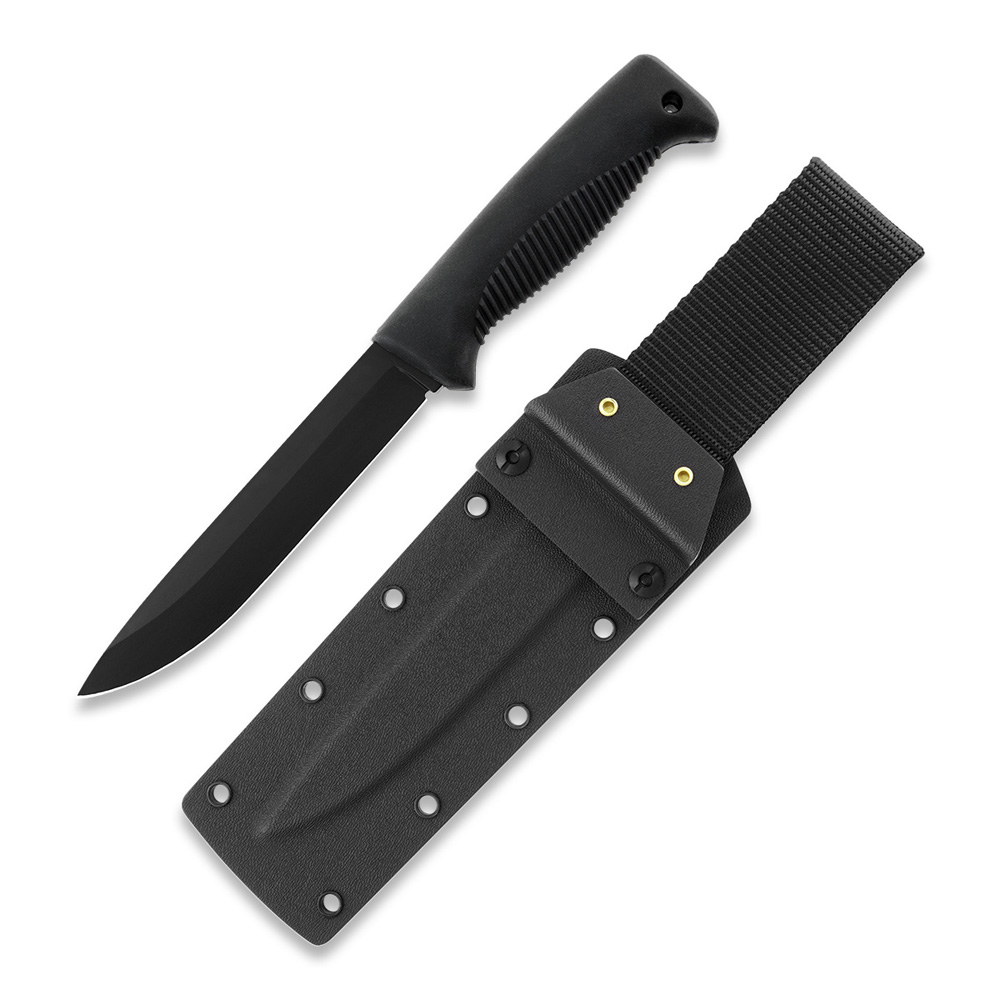 Coltello Puukko M95 Ranger con lama rivestita in Teflon, impugnatura in TPE nero e fodero in kydex nero