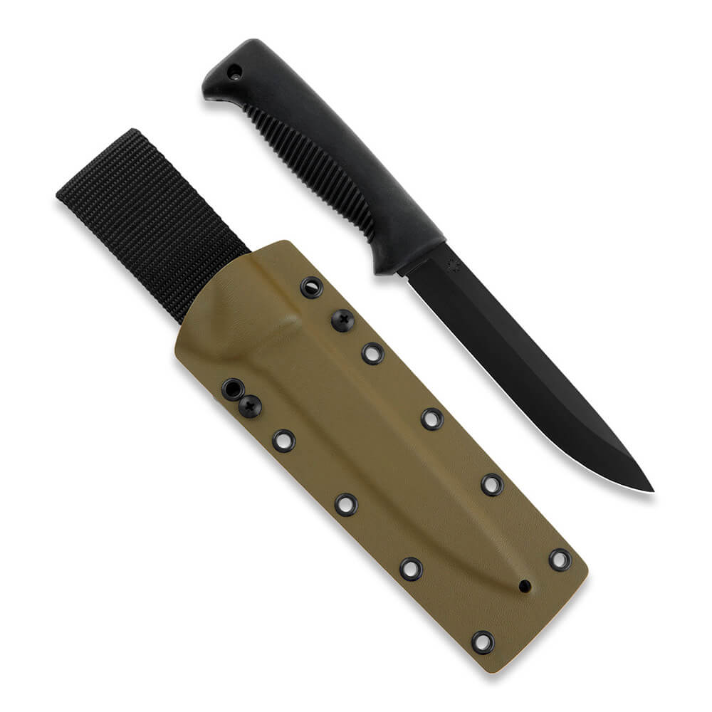 Cuchillo M95 Ranger Puukko con hoja teflonada, mango de TPE negro...
