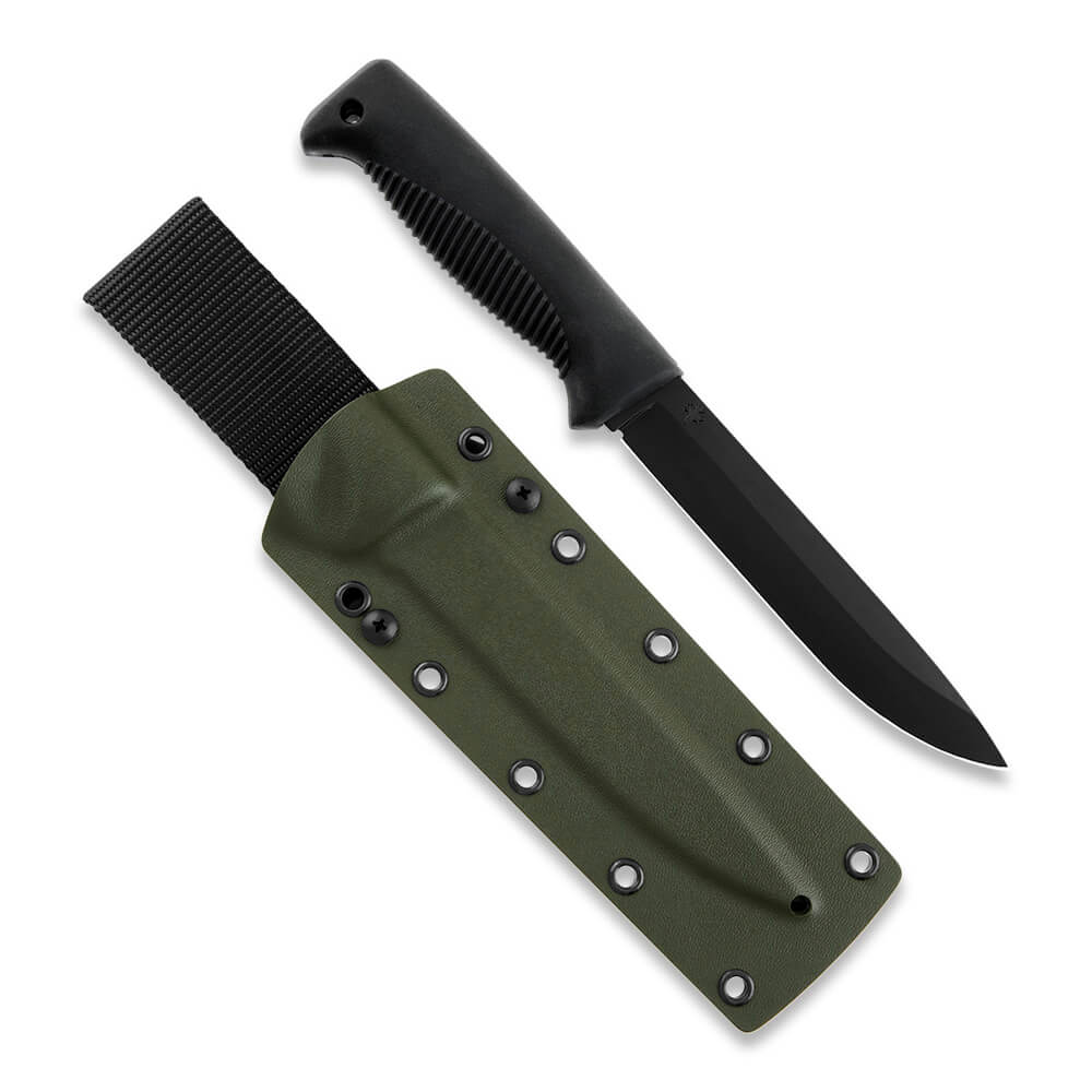 Cuchillo M95 Ranger Puukko con hoja teflonada, mango de TPE negro...